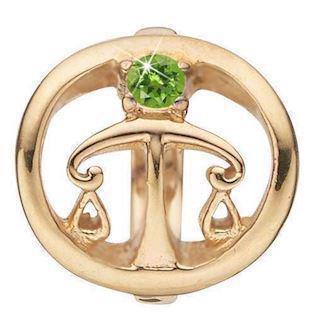 Christina Collect Gold Plated Silver Weight Zodiac with Green Stone (23 Sep - 22 Oct)